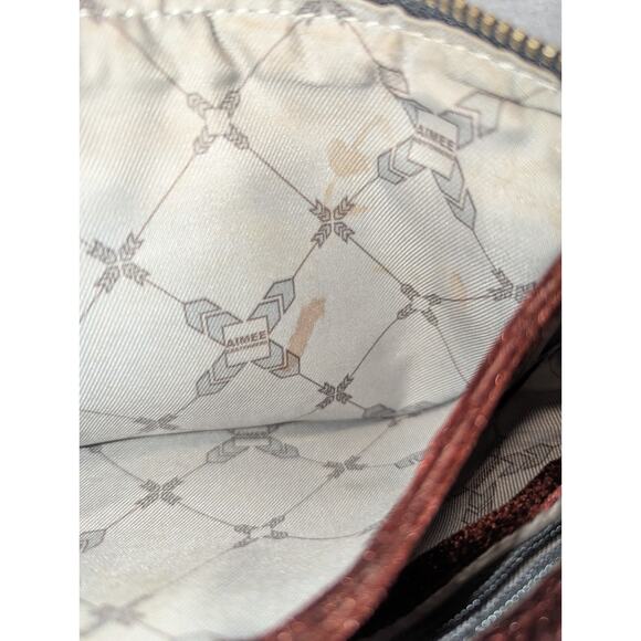 Aimee Kestenberg Brown Velvet Wristlet Clutch with Purple Leather Trim - Picture 10 of 10